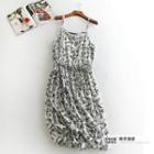 Drawstring Waist Floral Spaghetti Strap Dress