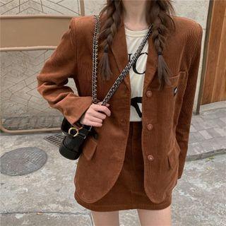 Corduroy Single-breasted Blazer / Corduroy Skirt