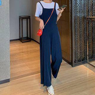 Short-sleeve Plain T-shirt / Wide Leg Jumper Pants / Set