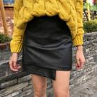 Wrap Faux-suede Mini Skirt