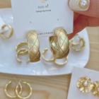 Matte Alloy Open Hoop Earring 1 Pair - As Shown In Figure - One Size