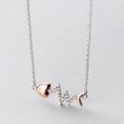 Rhinestone Fishbone Necklace Silver - One Size