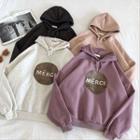 Lettering Print Fleece Long-sleeve Hooded Sweatshirt