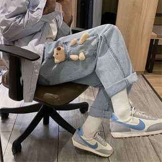 Cartoon Accent Straight Leg Jeans