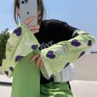 Heart Print Sun Protection Arm Sleeves Dark Blue Heart - Green - One Size