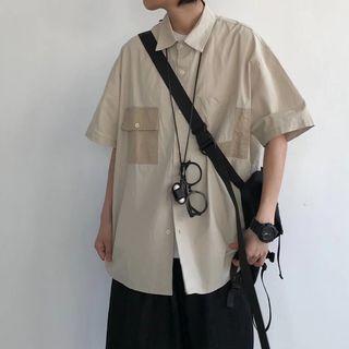 Short-sleeve Pocket Detail Shirt / Button-up Shorts