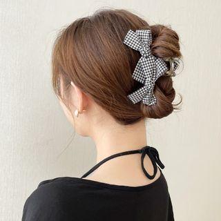 Gingham Bow Hair Claw Gingham - Black & White - One Size