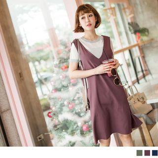 V-neck Chiffon Pinafore Dress