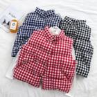 Color-block Plaid Fleece Sleeveless Jacket