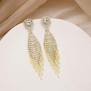 Rhinestone Fringed Earring 1 Pair - E17698 - Gold - One Size