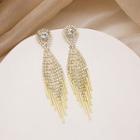 Rhinestone Fringed Earring 1 Pair - E17698 - Gold - One Size