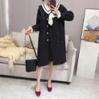 Pointed Collar Buttoned Long Coat