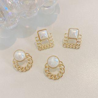 Faux Pearl Chain Alloy Earring