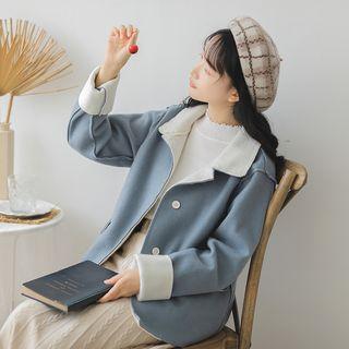 Collared Color-block Button Jacket