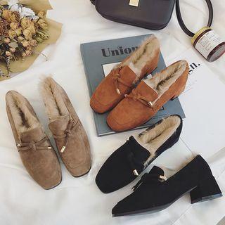 Fleece-lined Block Heel Pumps