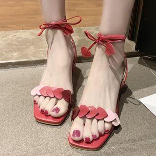 Block Heel Tie Ankle Sandals