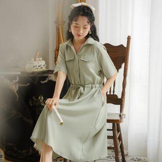 Short-sleeve Henley Midi Shirtdress