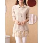 Set: Long-sleeve Lace Shirt + Sweater