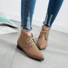 Low Heel Lace-up Ankle Boots