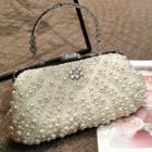 Faux Pearl Top Handle Clutch Beige - One Size