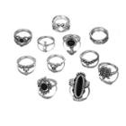 Set Of 11: Gemstone Ring Silver - One Size