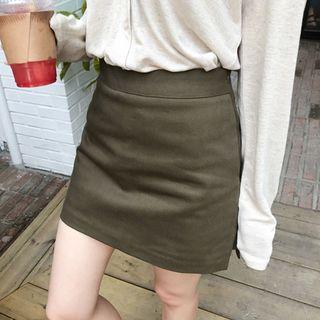 Zip-closure Slit-side Mini Skort