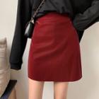 High-waist Pu A-line Skirt