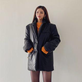 Notch-collar Long Padded Jacket