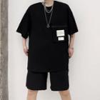 Elbow-sleeve Tag Patched T-shirt / Shorts
