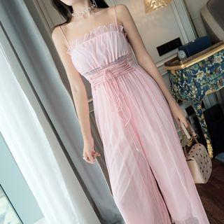 Sheer Panel Strappy Jumpsuit