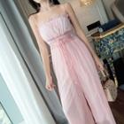 Sheer Panel Strappy Jumpsuit