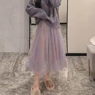 Melange Sweater / Gradient Mesh Skirt