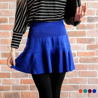 Bright Stretch Flare Knit Skirt