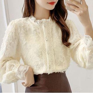 Button-up Lace Blouse