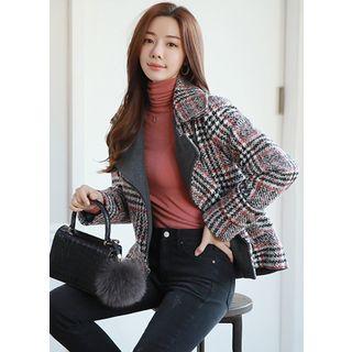 Glen-plaid Wool Blend Jacket