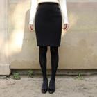 Fleece-lined Midi Pencil Skirt