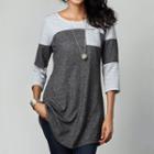 Two-tone 3/4-sleeve T-shirt