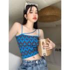Pattern Cropped Camisole Top Blue - One Size