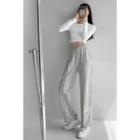 Argyle Slit-hem Straight-cut Pants