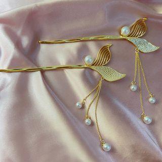 Mermaid Tail Faux Pearl / Rhinestone Alloy Hair Stick