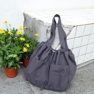 Drawstring-cuff Canvas Tote Bag