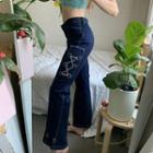 Lace-up Chain Straight Leg Jeans