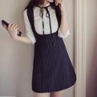 3/4-sleeve Mock Two Piece A-line Dress
