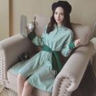 Long-sleeve Striped Shirtdress With Belt