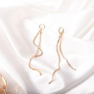 Rhinestone Fringed Drop Earring Era097-14 - 1 Pair - Champagne - One Size