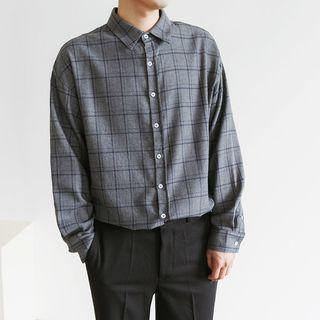 Plus Size Checked Cotton Shirt