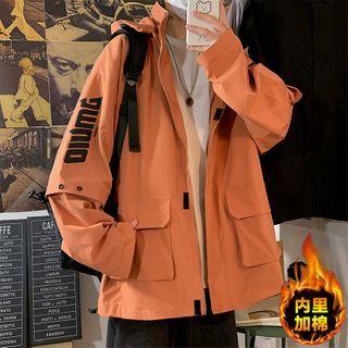 Letter Printed Long-sleeve Hooded Jacket