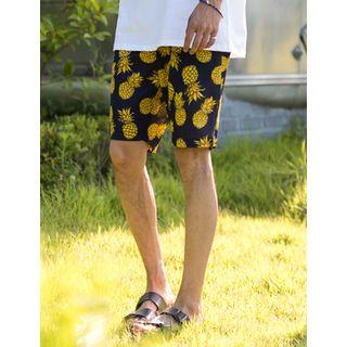 Linen-blend Pattern-printed Shorts
