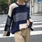 Print Long-sleeve Loose-fit Sweater As Figure - One Size