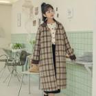 Plaid Midi Coat Coffee - One Size